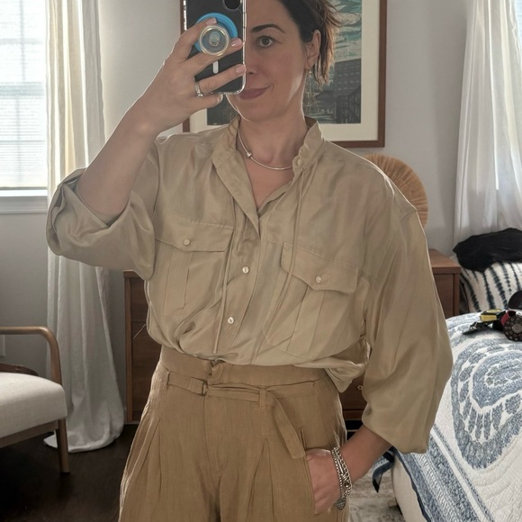 Polo Ralph Lauren Tan Silk Blouse - Picture 3 of 11